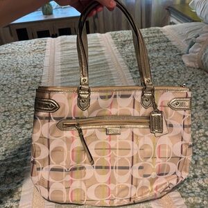 Gold and Cream Designer Tote Bag
